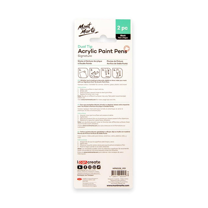 Dual Tip Acrylic Paint Pens Signature Black 2pc