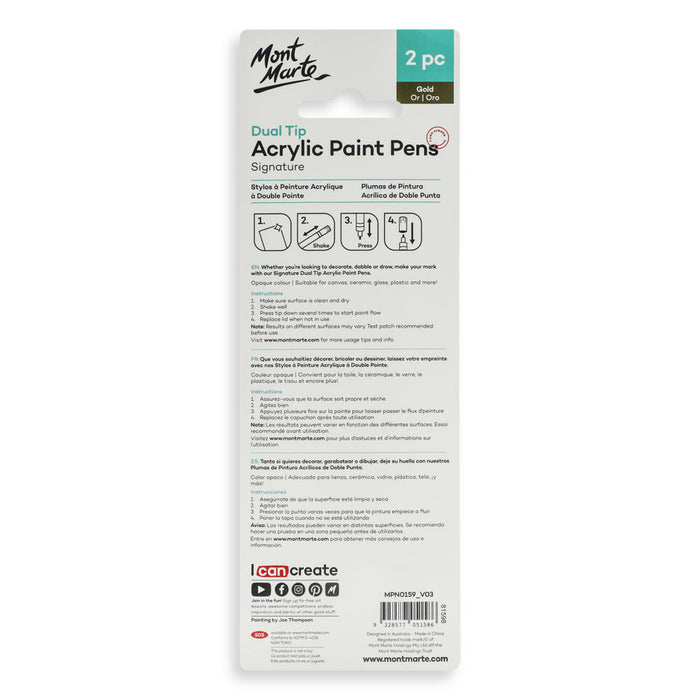 Dual Tip Acrylic Paint Pens Signature Gold 2pc