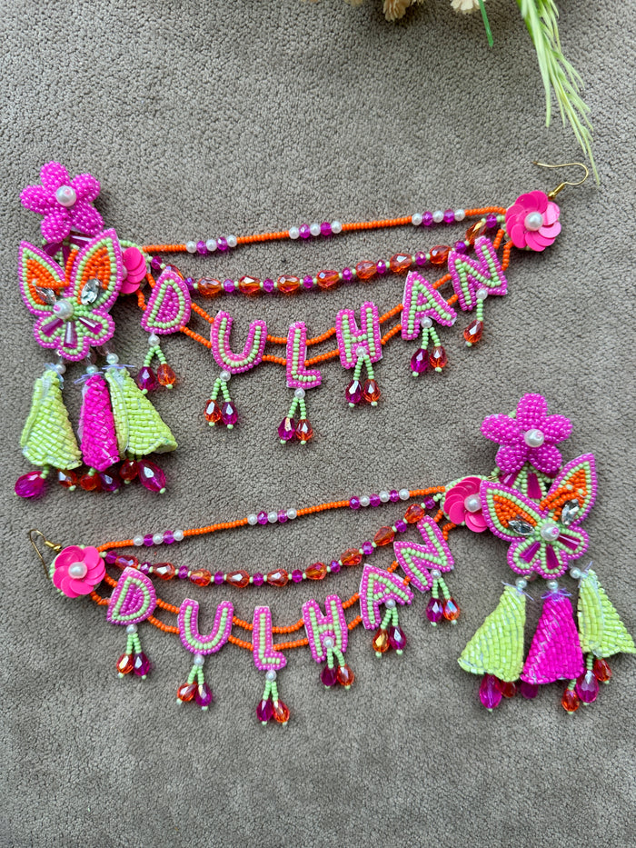 Dulhan Beaded Necklace Set with Earrings & Tikka