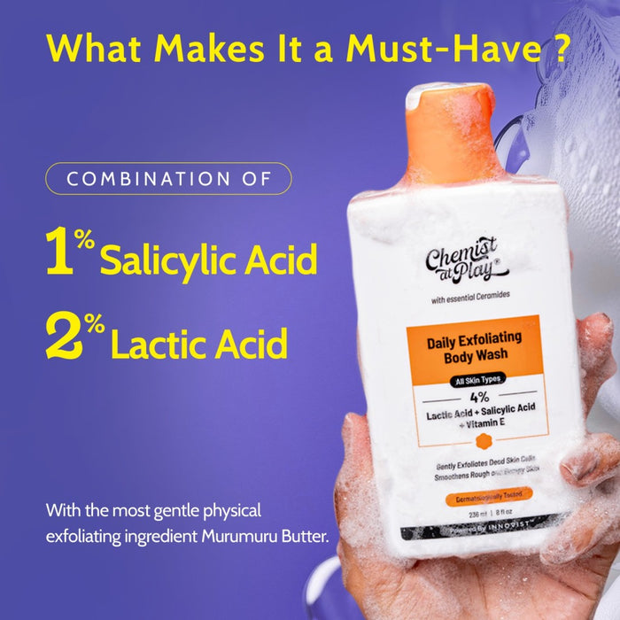 Exfoliating Body Wash with 1% Lactic Acid & 2% Salicylic Acid - 236 ml | Pack of 2