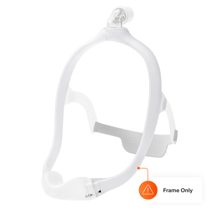 View of ta DreamWear CPAP mask, highlighting that this product includes the only the frame.