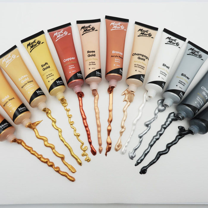 Gold and Silver Acrylic Paint Set Signature 12pc x 36ml (1.2 US fl.oz)