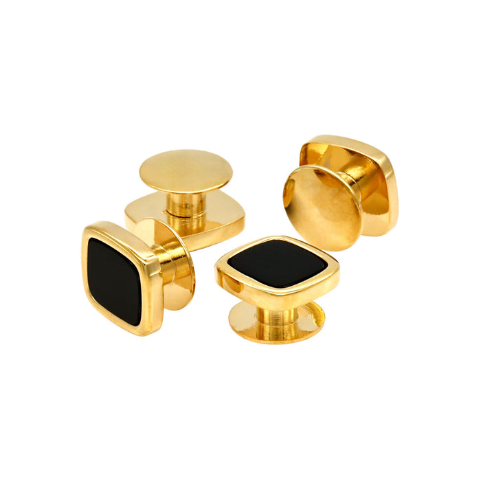 Gold Black Cushion Shirt Stud (set of 4)
