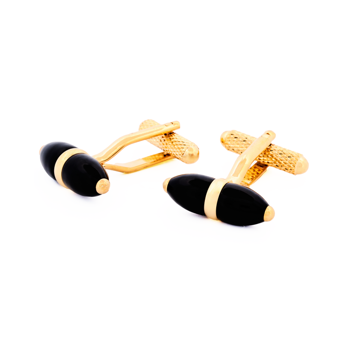 Gold Plated Black Cufflinks