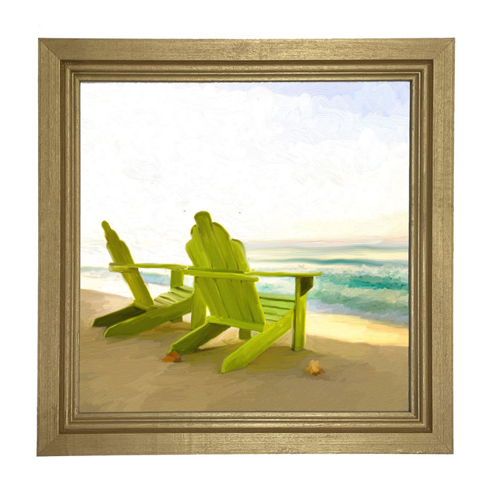 Green Adirondack Chairs - Framed art