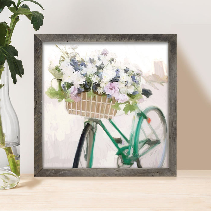 Green Bike with Flower Basket