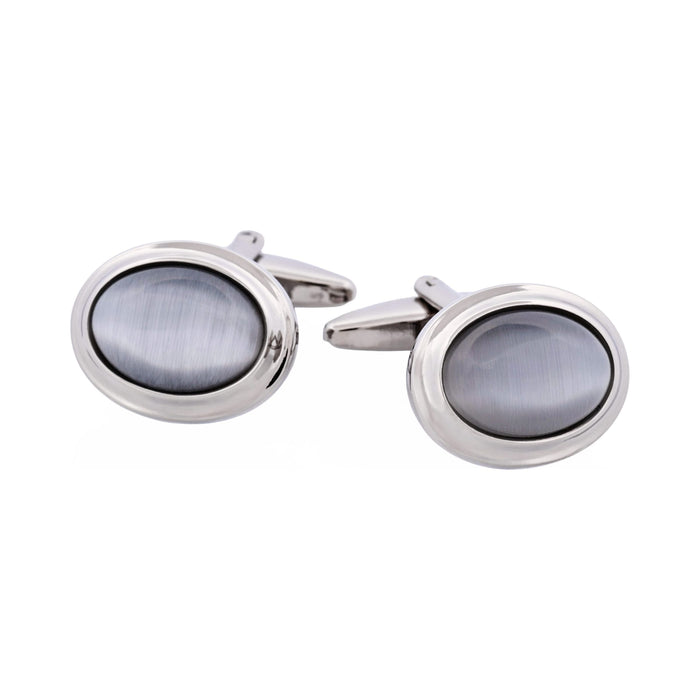 Grey Cat's Eye Oval Cufflinks