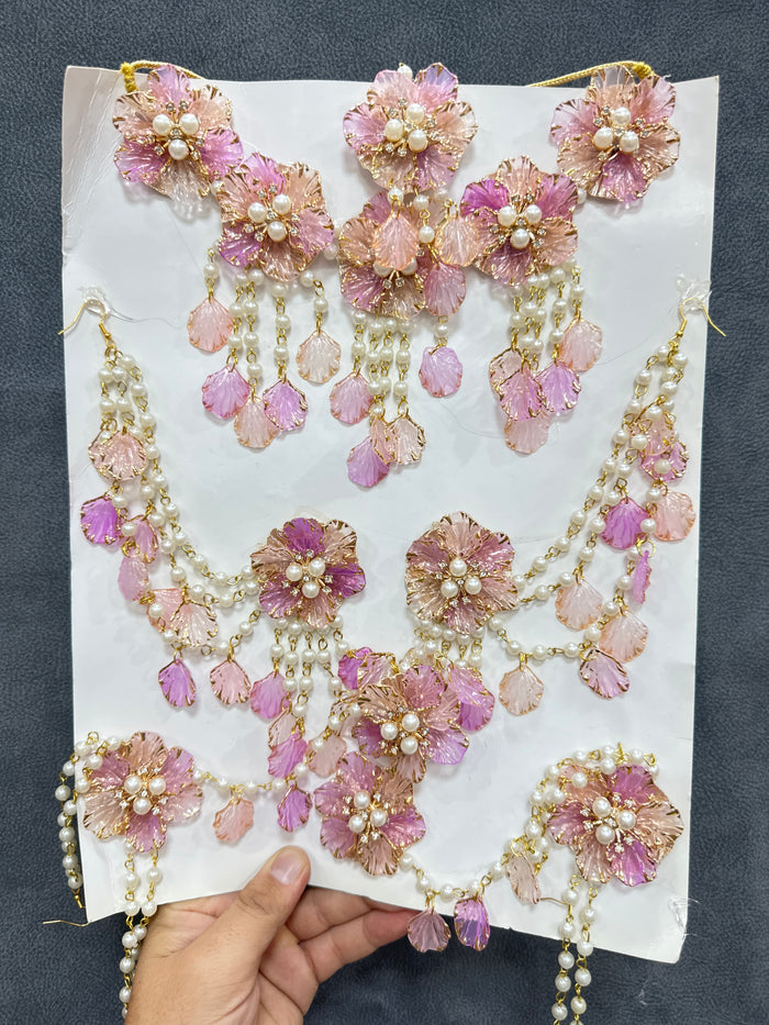 Haldi/ Mehandi Petals Jewellery lavender Pink Color For Bride RJ0026
