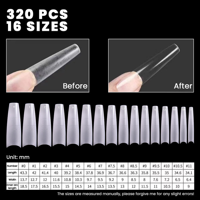 Half Cover  Versatile Gel Nail Tips 320Pcs 16 size