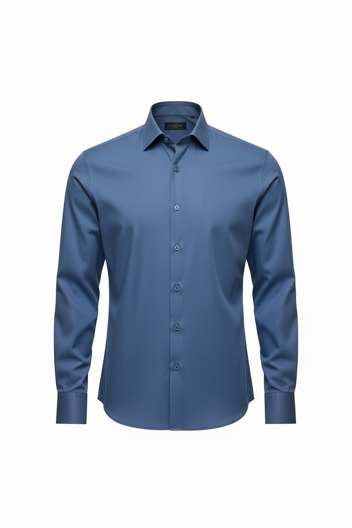 Hardy Amies Airforce Blue Plain Business Shirt — Slim Fit