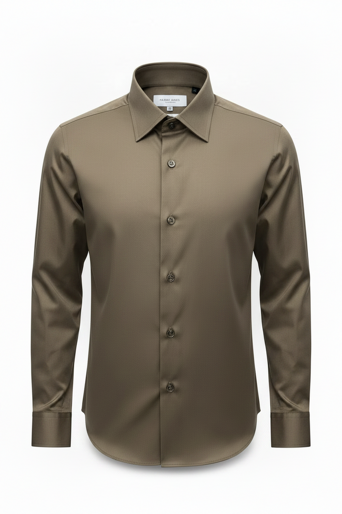 Hardy Amies Chocolate Plain Business Shirt — Slim Fit