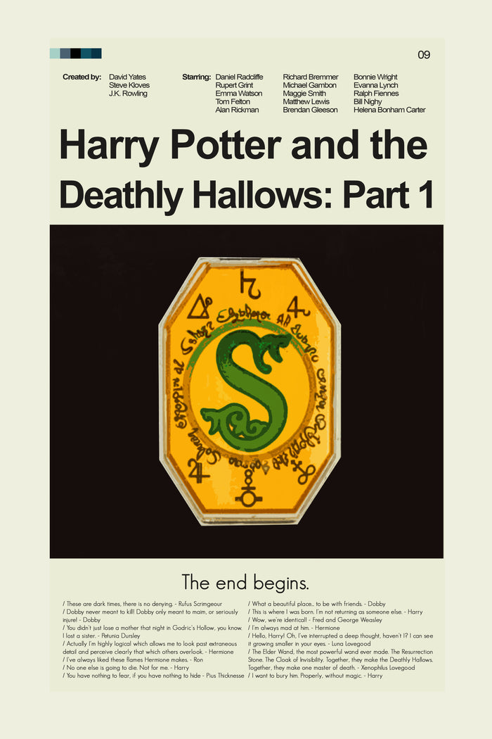 Harry Potter and the Deathly Hallows: Part 1 Inspired Mid-Century Modern Print | 12"x18" or 18"x24" Print only