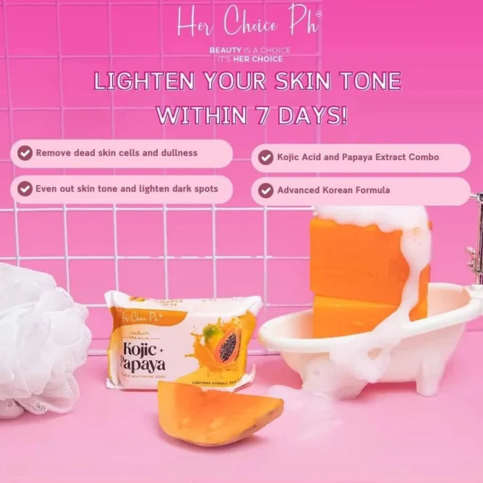 Her Choice Ph Set C Ultimate Whitening Combo: Kojic Soap, Whitening Lotion, Sunflower Oil