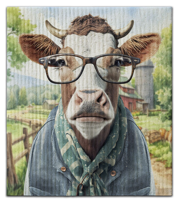 Hipster Cow Swedish Dishcloth - CJ Bella Co.