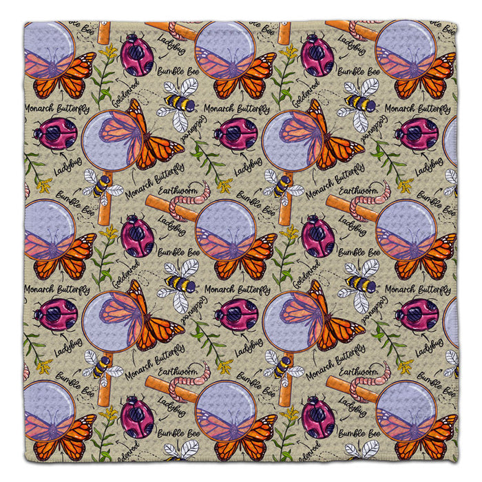 Insects w/magnifer Waffle Weave Washcloth
