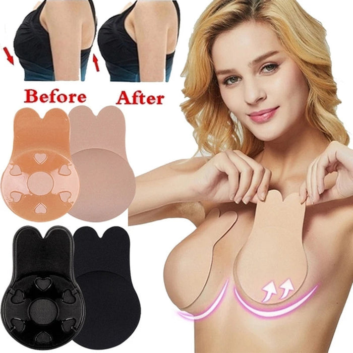 Invisible Reusable Lift Up Bra【1 Pair Black + 1 Pair Cream】 Blossom Online UG