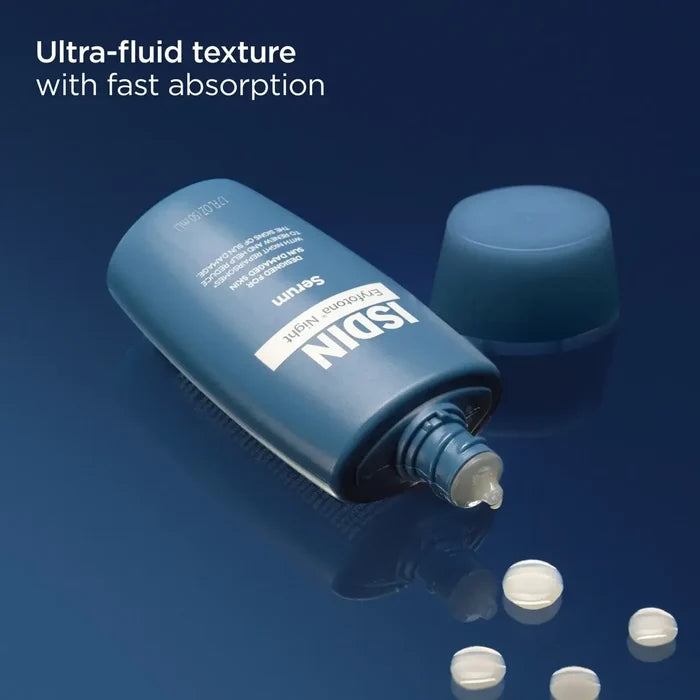 ISDIN Eryfotona Night serum bottle with ultra-fluid texture, fast absorption