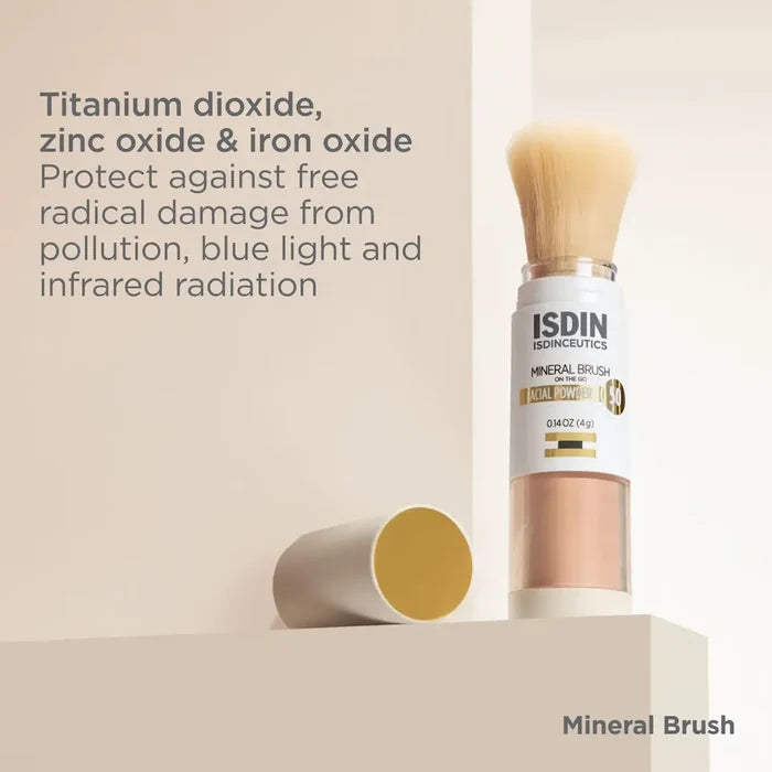 ISDIN Isdinceutics Mineral Brush SPF 50 powder brush with titanium dioxide and zinc oxide