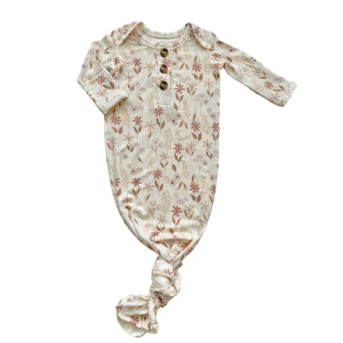 Knotted Baby Gown with Bow Headband