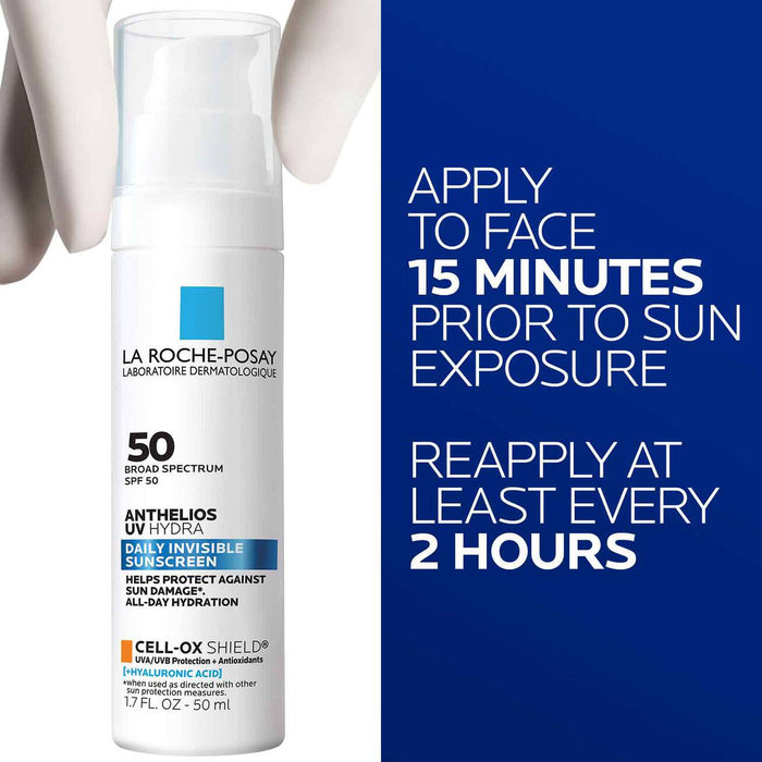 LA ROCHE POSAY 50 Anthelios UV Hydra Daily Invisible Sunscreen SPF50 واقي الشمس من لاروش بوزيه
