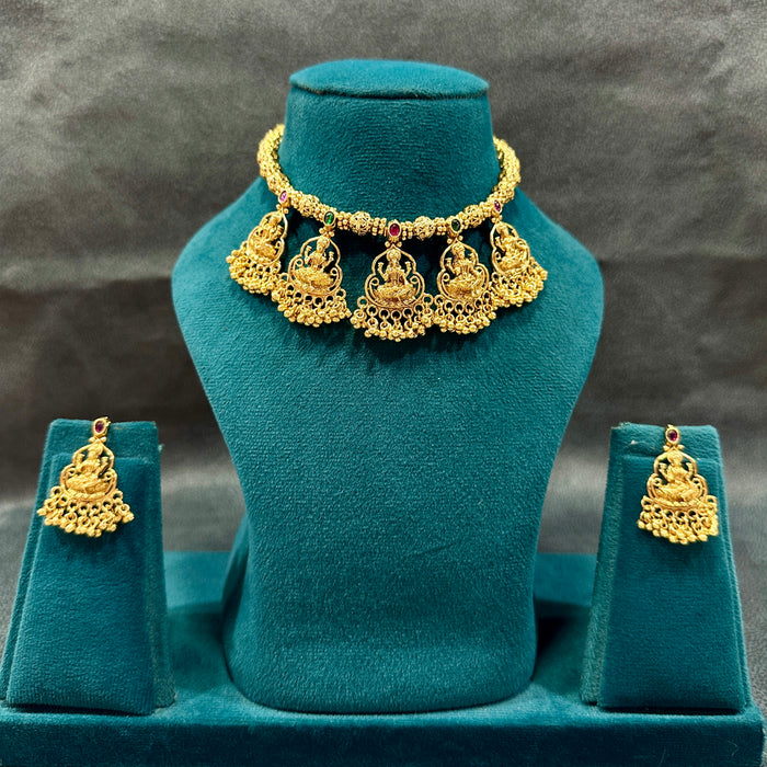 Lakshmi Temple Choker Necklace Set NS00016