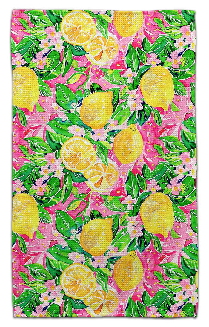 Lemons with Pink Background Eco-Friendly Towel - CJ Bella Co.
