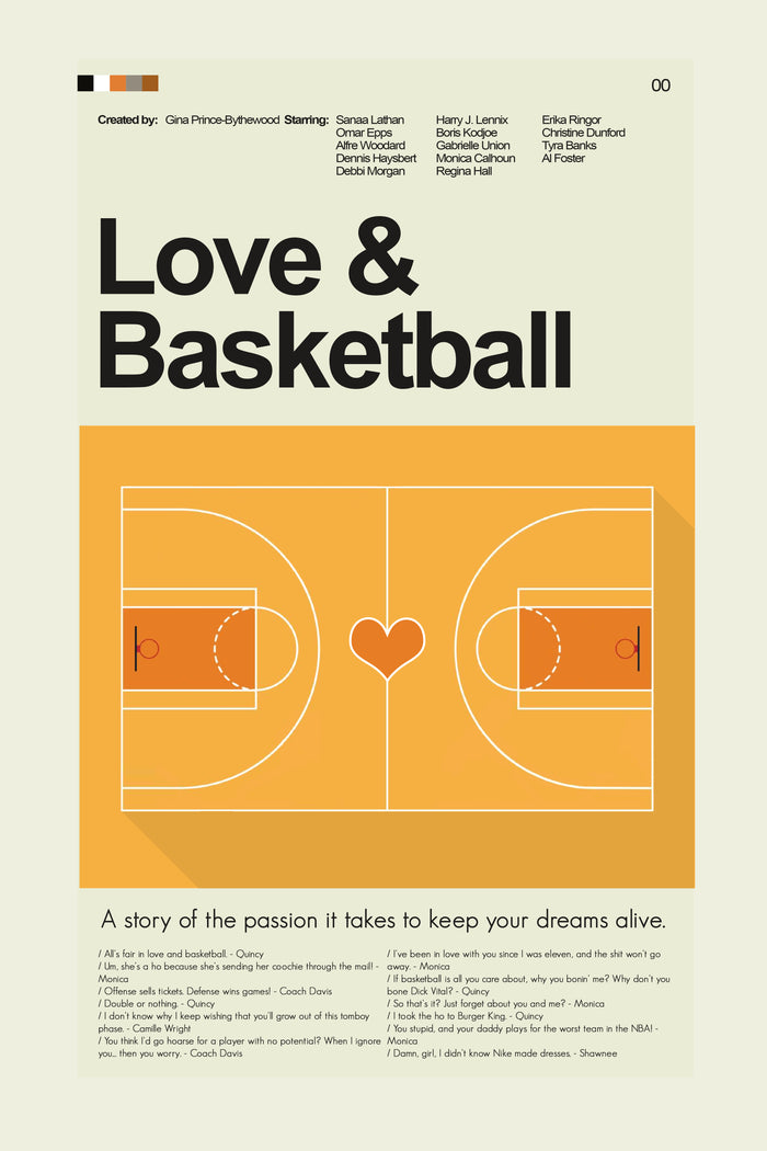 Love & Basketball Mid-Century Modern Print | 12"x18" or 18"x24" Print only