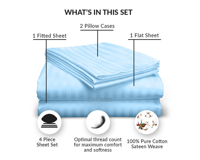Light Blue Stripe Sheets Set