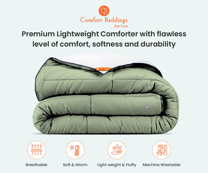 White and Moss Reversible Comforter
