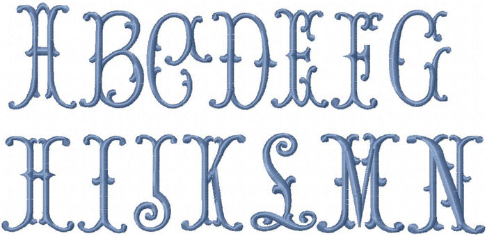 MAGNOLIA MONOGRAM FONT 3 INCH SIZE
