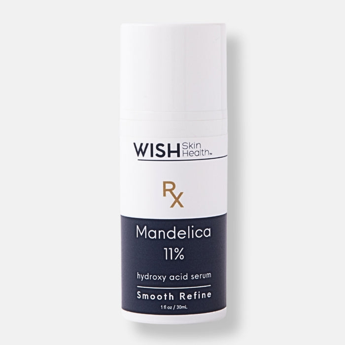Maximum strength Mandelica ℞ ™ 11% L-Mandelic acid works on two levels, as a gentle exfoliant and as an antibacterial. As an exfoliant, it's shown to smooth fine lines and wrinkles from the skin. It's also a safer alternative to steroids and hydroquinone for the treatment of hyperpigmentation. Mandelica™ penetrates the epidermis slowly and uniformly because of its large molecular size, making it ideal for sensitive skin types and those suffering with acne, rosacea and pigmentation. It is also sa