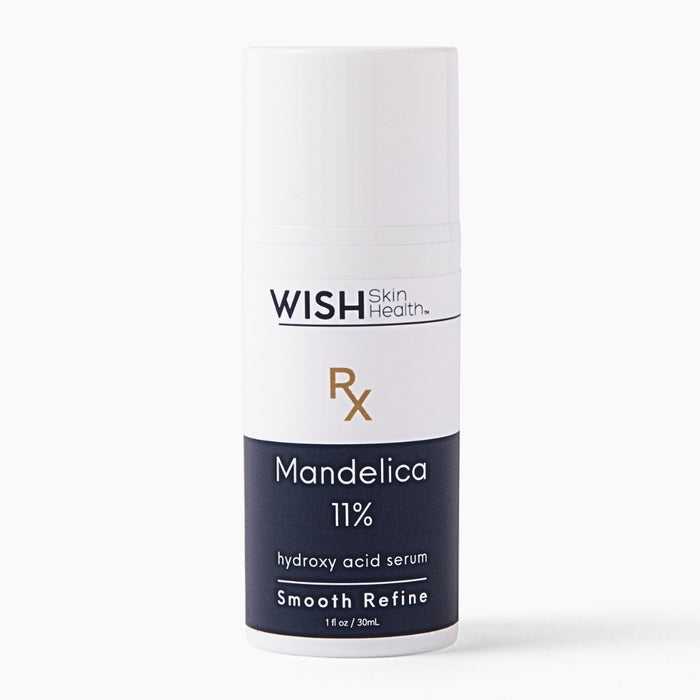 Maximum strength Mandelica ℞ ™ 11% L-Mandelic acid works on two levels, as a gentle exfoliant and as an antibacterial. As an exfoliant, it's shown to smooth fine lines and wrinkles from the skin. It's also a safer alternative to steroids and hydroquinone for the treatment of hyperpigmentation. Mandelica™ penetrates the epidermis slowly and uniformly because of its large molecular size, making it ideal for sensitive skin types and those suffering with acne, rosacea and pigmentation. It is also sa