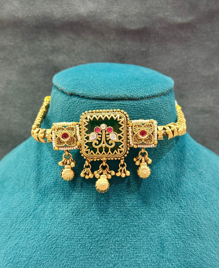 Meenakari Hasli Choker Set with Jhumka Earrings NS00018