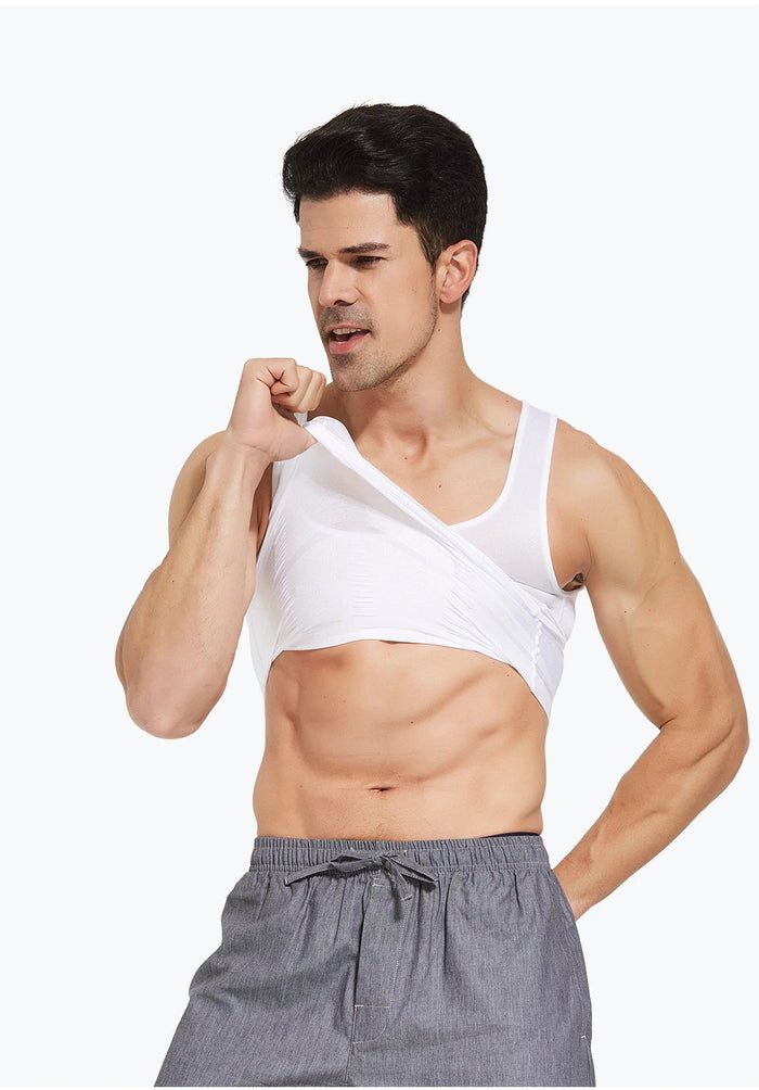 Men's Slimming Body Shaper Vest Shirt Abs Abdomen Slim【White Color】 Blossom Online UG