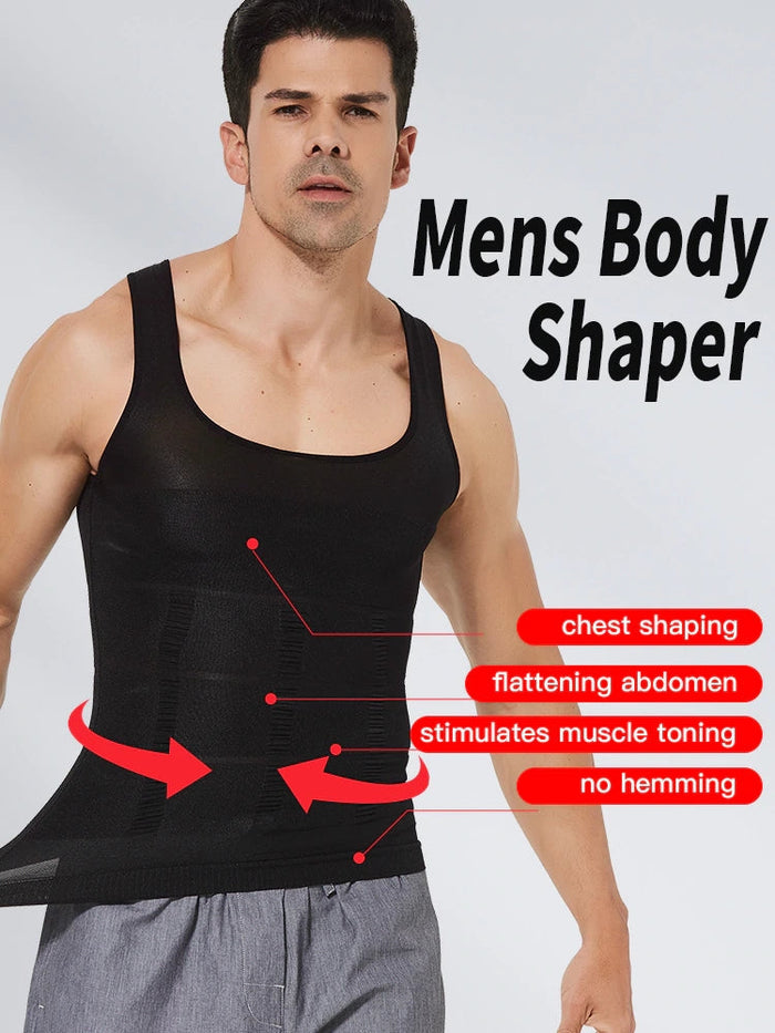 Men's Slimming Body Shaper Vest Shirt Abs Abdomen Slim【White Color】 Blossom Online UG