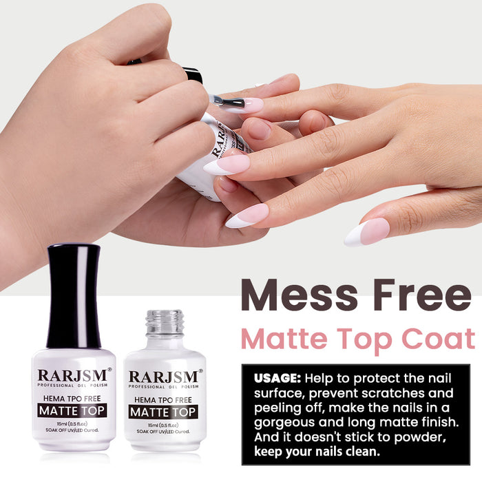 Mess Free Matte Top Coat - TPO HEMA Free No Wipe Velvet Finish 15ml