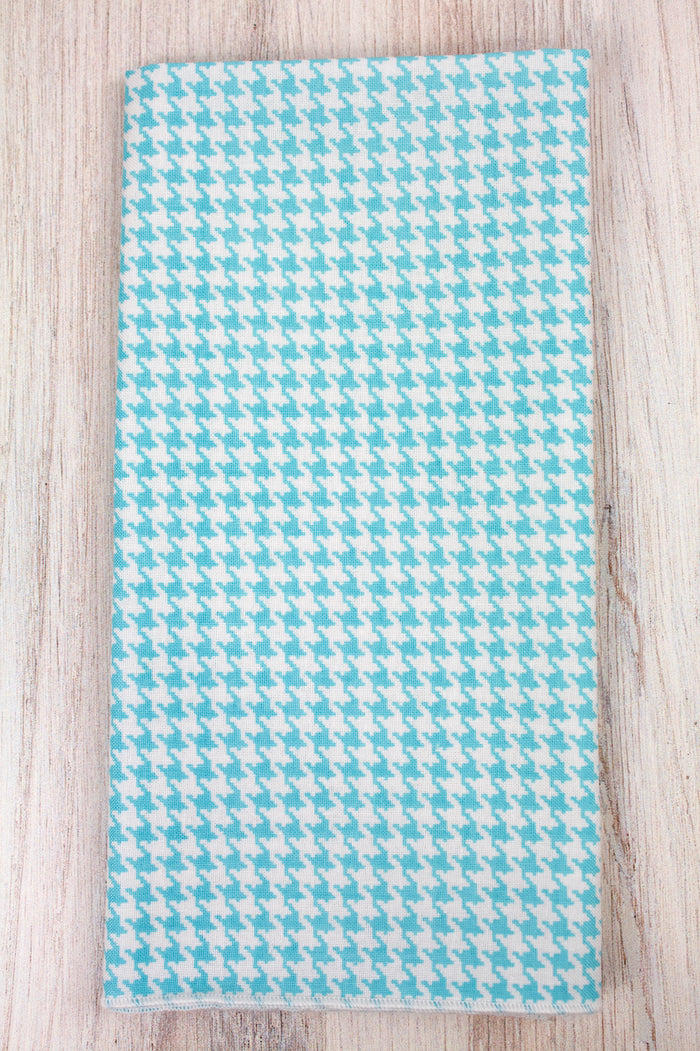 Mini Houndstooth Napkins in Aqua (Set of 4)-The Blue Peony-Category_Napkins,Category_Table Linens,Department_Kitchen,Material_Cotton