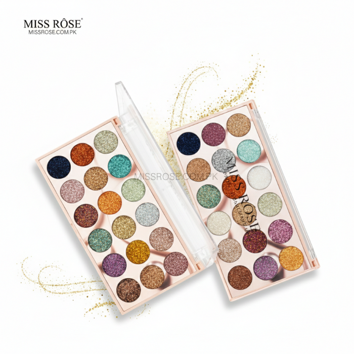 Miss Rose 18 color Mini Glitter Eye palette - Miss Rose Com Pk
