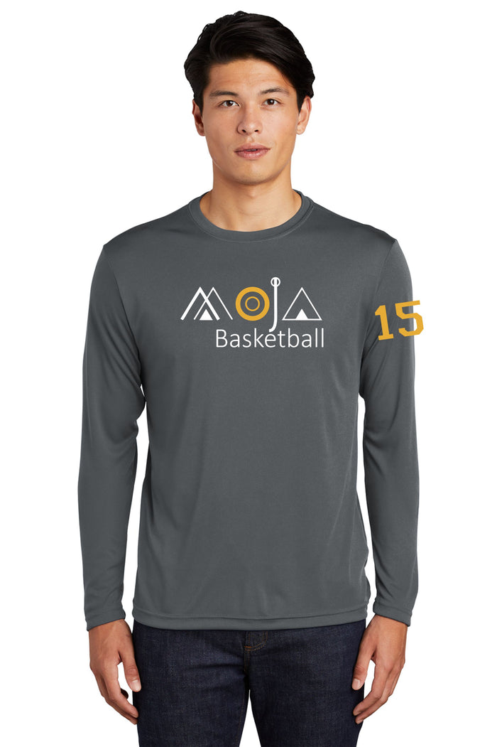MOJA Basketball Wicking Long Sleeve Tee- Ladies, Youth, Unisex , and Tall Sizes