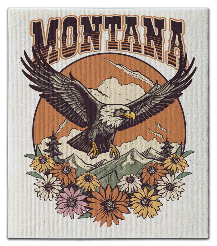 Montana Eagle Flying Swedish Dishcloth