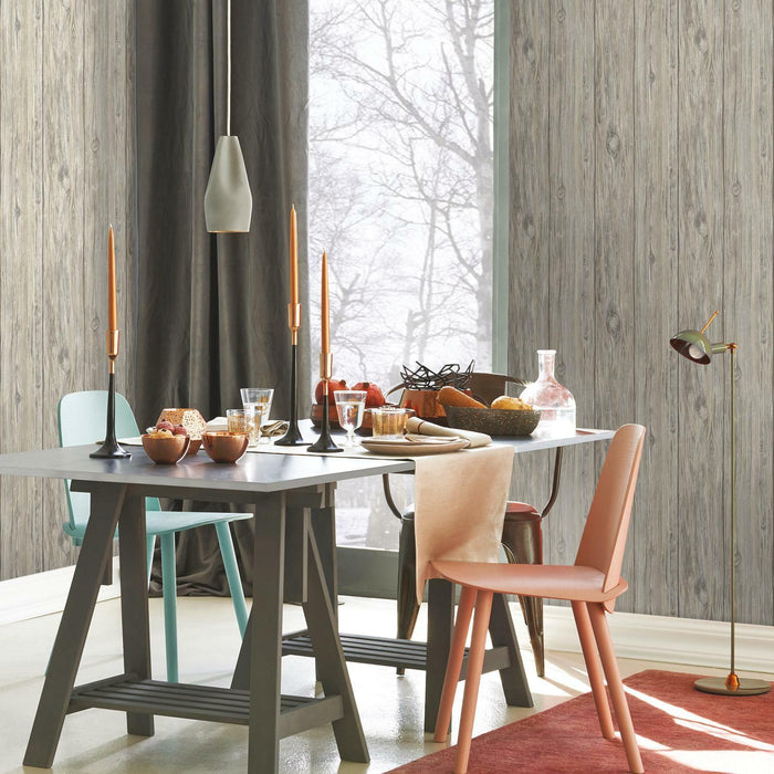 Mushroom Wood Grey Peel & Stick Wallpaper - EonShoppee