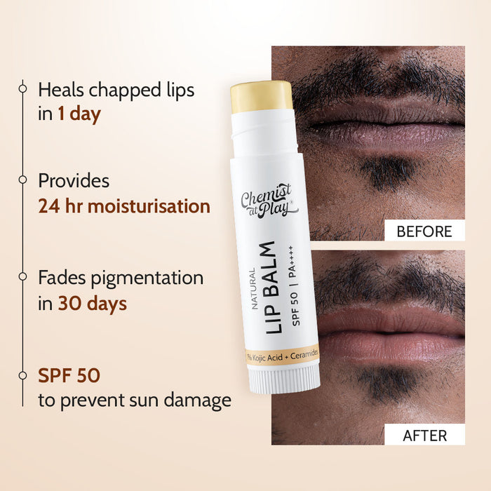 Natural Lip Balm for Chapped Lips | SPF 50 PA++++ | Natural - 4.5 gm | Pack of 2
