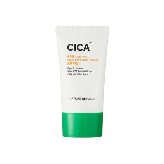 NATURE REPUBLIC green derma mild cica sun cream spf 50 واقي الشمس من نيجر ريببلك