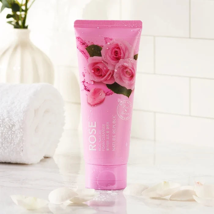 NATURE REPUBLIC Real Nature Foam Cleanser Rose غسول للبشرة من نيجر رببلك بالازهار