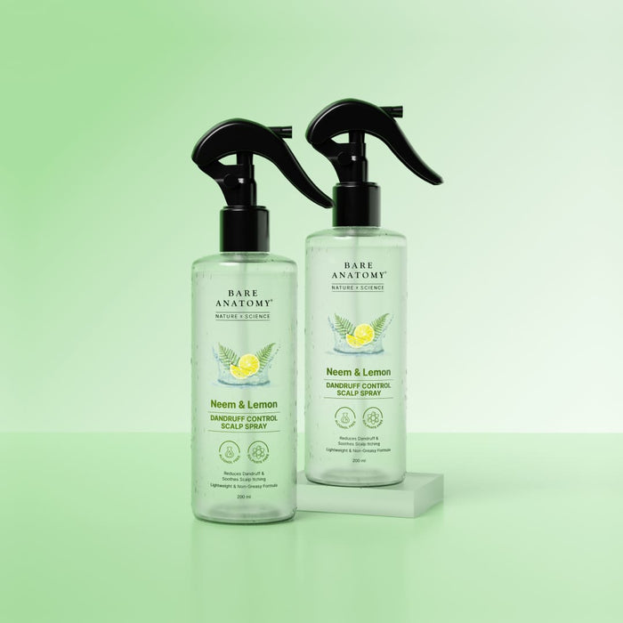 Neem & Lemon Dandruff Control Scalp Spray With Tea Tree and ACB Fruit Extracts - 200 ml | Pack of 2