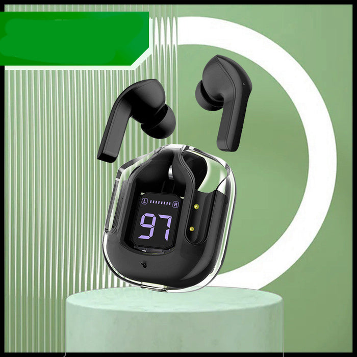 New Mini Transparent Wireless Bluetooth Headset Digital Display ENC Noise Reduction True Wireless Sports Music cjdropshipping