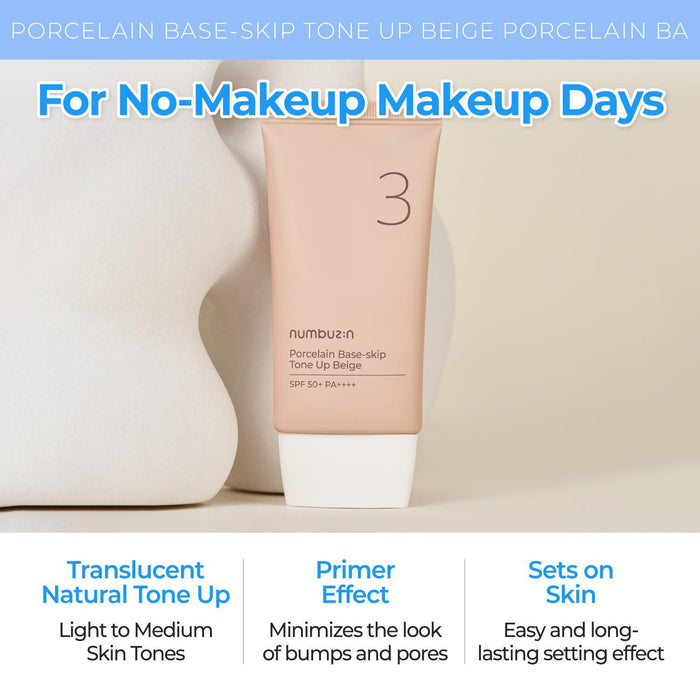 Numbuzin No.3 Porcelain Base Skip Tone Up Beige SPF50+ 50 mL