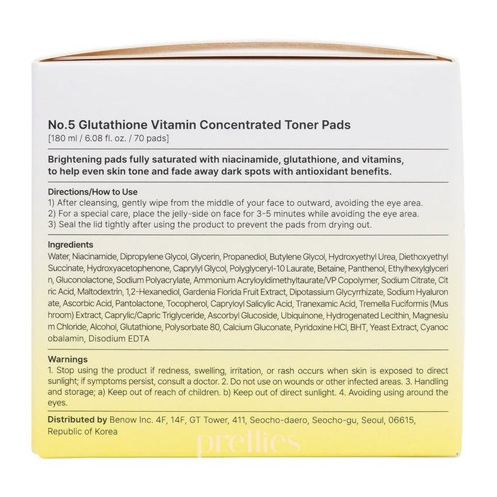 numbuzin No.5 Vitamin - Niacinamide Concentrated Pad 70pads - Pretties.com.hk