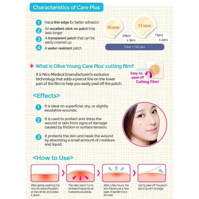 Olive Young Care Plus Scars Cover Spot Patch 102 pcs