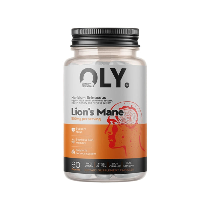 OLY Lion's Mane 500mg – maisto papildas, 60 kapsulių